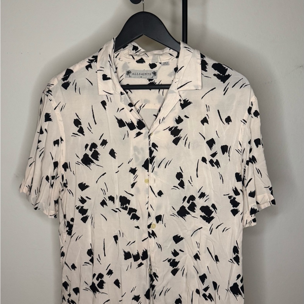 All Saints Men's White and Black Shirt